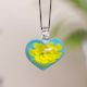 Lampwork Yellow Flower Engraved Glass Pendant for Necklace - 1 Piece